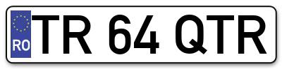Placuta inmatriculare numar auto  TR-64-QTR, TR 64 QTR, TR64QTR