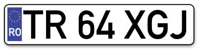 Placuta inmatriculare numar auto  TR-64-XGJ, TR 64 XGJ, TR64XGJ