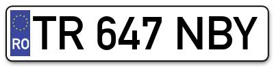 Placuta inmatriculare numar auto  TR-647-NBY, TR 647 NBY, TR647NBY