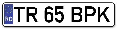 Placuta inmatriculare numar auto  TR-65-BPK, TR 65 BPK, TR65BPK