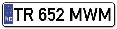 Placuta inmatriculare numar auto  TR-652-MWM, TR 652 MWM, TR652MWM