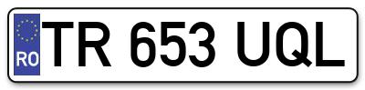 Placuta inmatriculare numar auto  TR-653-UQL, TR 653 UQL, TR653UQL