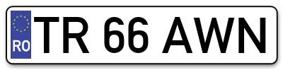 Placuta inmatriculare numar auto  TR-66-AWN, TR 66 AWN, TR66AWN