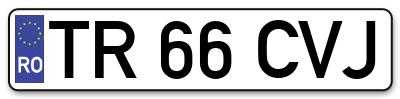 Placuta inmatriculare numar auto  TR-66-CVJ, TR 66 CVJ, TR66CVJ