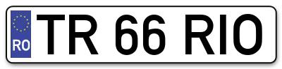 Placuta inmatriculare numar auto  TR-66-RIO, TR 66 RIO, TR66RIO
