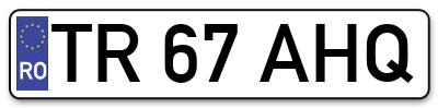 Placuta inmatriculare numar auto  TR-67-AHQ, TR 67 AHQ, TR67AHQ