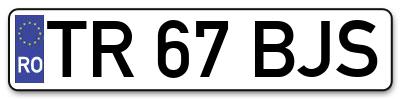 Placuta inmatriculare numar auto  TR-67-BJS, TR 67 BJS, TR67BJS