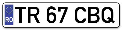 Placuta inmatriculare numar auto  TR-67-CBQ, TR 67 CBQ, TR67CBQ