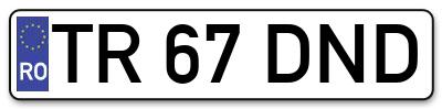 Placuta inmatriculare numar auto  TR-67-DND, TR 67 DND, TR67DND