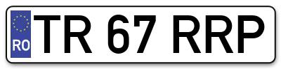 Placuta inmatriculare numar auto  TR-67-RRP, TR 67 RRP, TR67RRP