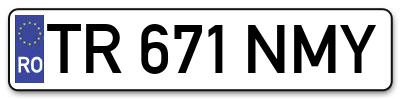 Placuta inmatriculare numar auto  TR-671-NMY, TR 671 NMY, TR671NMY