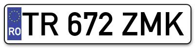 Placuta inmatriculare numar auto  TR-672-ZMK, TR 672 ZMK, TR672ZMK