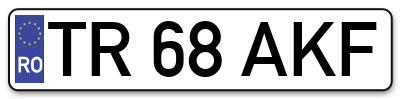 Placuta inmatriculare numar auto  TR-68-AKF, TR 68 AKF, TR68AKF