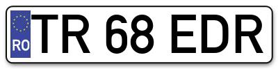 Placuta inmatriculare numar auto  TR-68-EDR, TR 68 EDR, TR68EDR