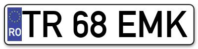 Placuta inmatriculare numar auto  TR-68-EMK, TR 68 EMK, TR68EMK