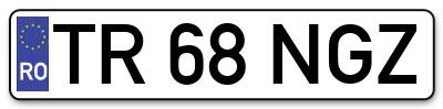 Placuta inmatriculare numar auto  TR-68-NGZ, TR 68 NGZ, TR68NGZ