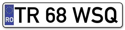 Placuta inmatriculare numar auto  TR-68-WSQ, TR 68 WSQ, TR68WSQ