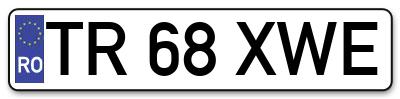 Placuta inmatriculare numar auto  TR-68-XWE, TR 68 XWE, TR68XWE