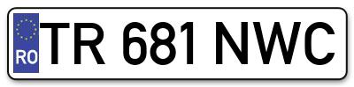 Placuta inmatriculare numar auto  TR-681-NWC, TR 681 NWC, TR681NWC