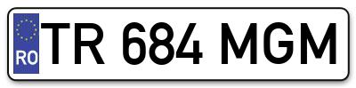 Placuta inmatriculare numar auto  TR-684-MGM, TR 684 MGM, TR684MGM