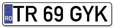 Placuta inmatriculare numar auto  TR-69-GYK, TR 69 GYK, TR69GYK