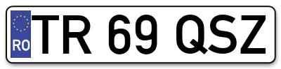 Placuta inmatriculare numar auto  TR-69-QSZ, TR 69 QSZ, TR69QSZ