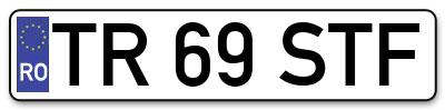 Placuta inmatriculare numar auto  TR-69-STF, TR 69 STF, TR69STF