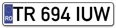 Placuta inmatriculare numar auto  TR-694-IUW, TR 694 IUW, TR694IUW