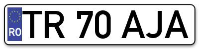 Placuta inmatriculare numar auto  TR-70-AJA, TR 70 AJA, TR70AJA
