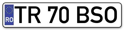 Placuta inmatriculare numar auto  TR-70-BSO, TR 70 BSO, TR70BSO