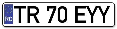 Placuta inmatriculare numar auto  TR-70-EYY, TR 70 EYY, TR70EYY