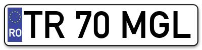 Placuta inmatriculare numar auto  TR-70-MGL, TR 70 MGL, TR70MGL