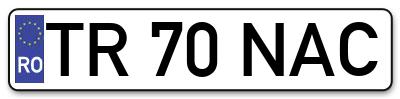 Placuta inmatriculare numar auto  TR-70-NAC, TR 70 NAC, TR70NAC
