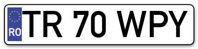 Placuta inmatriculare numar auto  TR-70-WPY, TR 70 WPY, TR70WPY