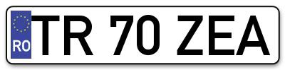 Placuta inmatriculare numar auto  TR-70-ZEA, TR 70 ZEA, TR70ZEA