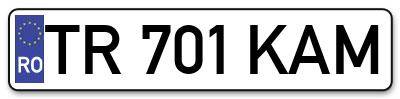 Placuta inmatriculare numar auto  TR-701-KAM, TR 701 KAM, TR701KAM