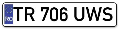 Placuta inmatriculare numar auto  TR-706-UWS, TR 706 UWS, TR706UWS