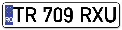 Placuta inmatriculare numar auto  TR-709-RXU, TR 709 RXU, TR709RXU