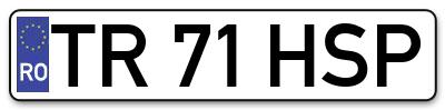 Placuta inmatriculare numar auto  TR-71-HSP, TR 71 HSP, TR71HSP
