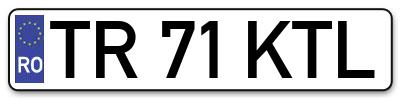 Placuta inmatriculare numar auto  TR-71-KTL, TR 71 KTL, TR71KTL