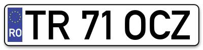 Placuta inmatriculare numar auto  TR-71-OCZ, TR 71 OCZ, TR71OCZ
