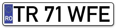 Placuta inmatriculare numar auto  TR-71-WFE, TR 71 WFE, TR71WFE