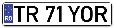 Placuta inmatriculare numar auto  TR-71-YOR, TR 71 YOR, TR71YOR