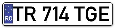 Placuta inmatriculare numar auto  TR-714-TGE, TR 714 TGE, TR714TGE