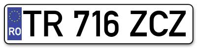 Placuta inmatriculare numar auto  TR-716-ZCZ, TR 716 ZCZ, TR716ZCZ