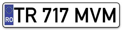 Placuta inmatriculare numar auto  TR-717-MVM, TR 717 MVM, TR717MVM