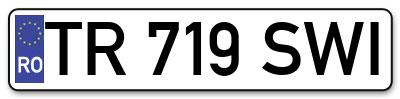 Placuta inmatriculare numar auto  TR-719-SWI, TR 719 SWI, TR719SWI