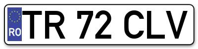 Placuta inmatriculare numar auto  TR-72-CLV, TR 72 CLV, TR72CLV