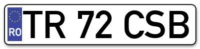 Placuta inmatriculare numar auto  TR-72-CSB, TR 72 CSB, TR72CSB