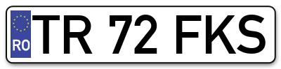 Placuta inmatriculare numar auto  TR-72-FKS, TR 72 FKS, TR72FKS